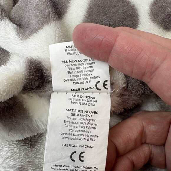 Mon Petit Chou Giraffe Plush Security Blanket Lovey Gray Baby Animal Print - Picture 4 of 9